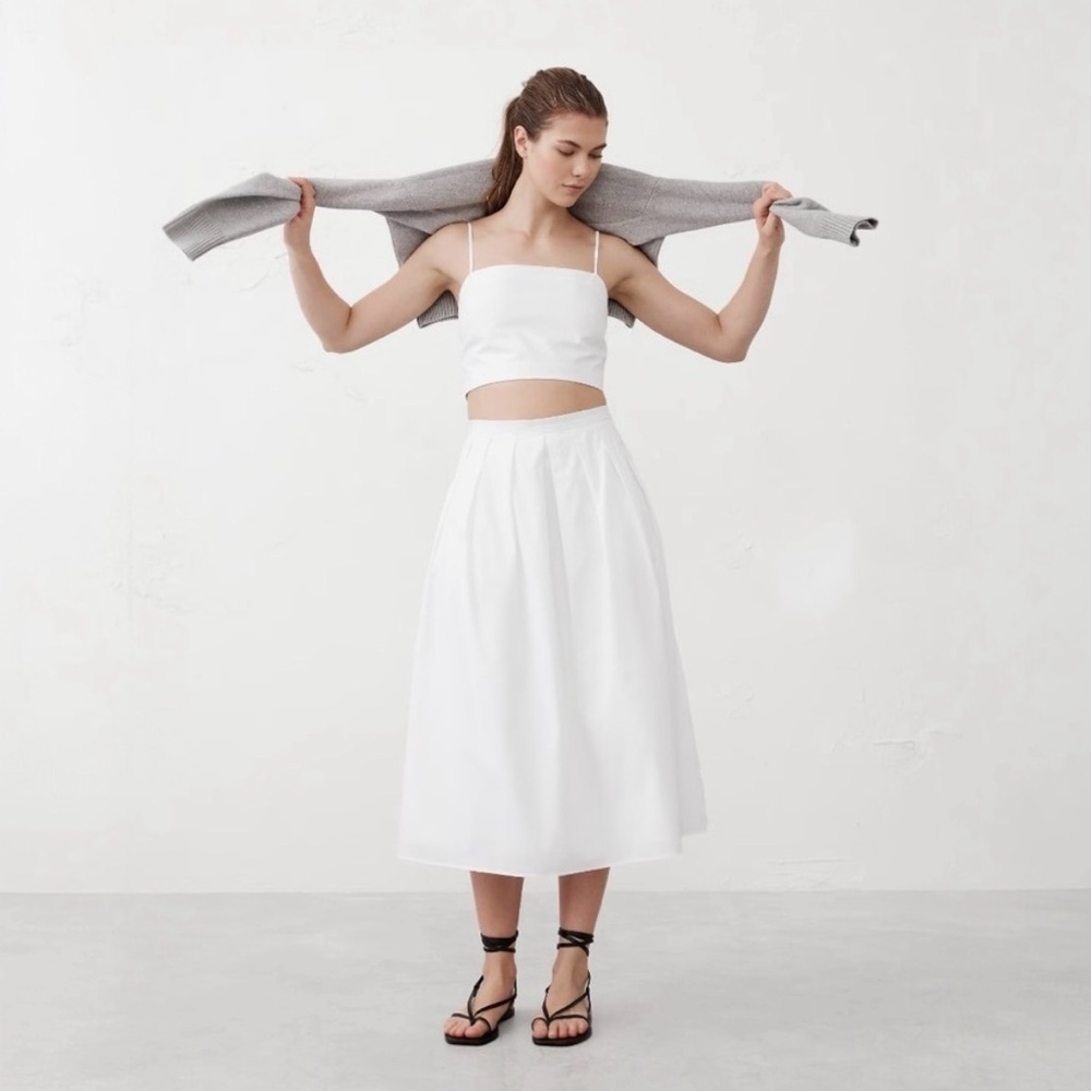 Banana Republic White Midi Skirt